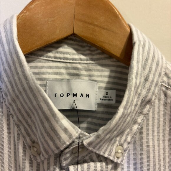 Topman Stretch Washed Oxford Stripe Shirt - Picture 3 of 4